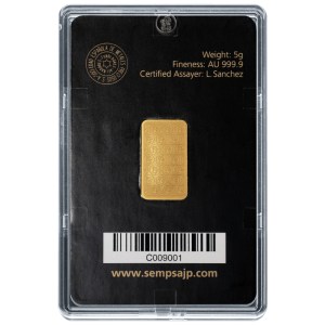 Lingote SEMPSA de Oro 5 g reverso