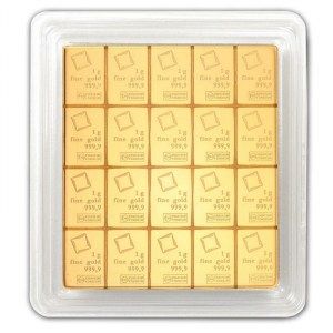 Lingote Valcambi Suisse CombiBar de Oro 20 g divisible interior