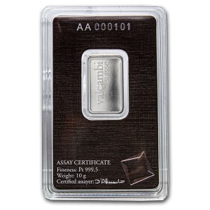 Lingote de Platino Valcambi de 10 g reverso