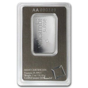 Lingote de Platino Valcambi de 1 oz reverso