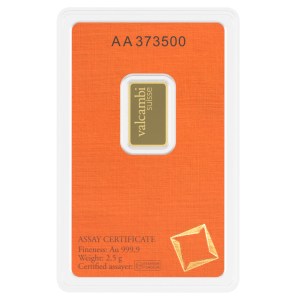Lingote de Oro Valcambi 2,5 g anverso