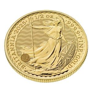Moneda de Oro Britannia 1/2 oz 2025 BU Perfil