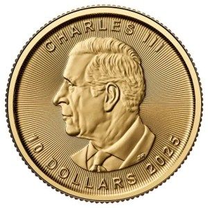 Moneda de Oro Maple Leaf 1/4 oz 2025 BU Anverso