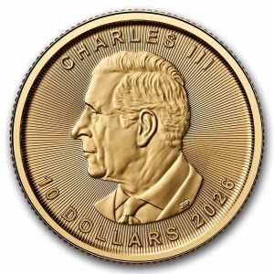 Moneda de Oro Maple Leaf 1/4 oz 2026 BU anverso