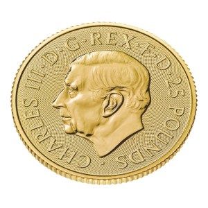Moneda de Oro Britannia 1/4 oz 2025 BU Perfil Anverso