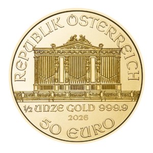 Moneda de Oro Filarmónica 1/2 oz 2026 BU anverso