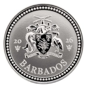 Moneda de Plata Tridente de Barbados 1 oz 2026 anverso